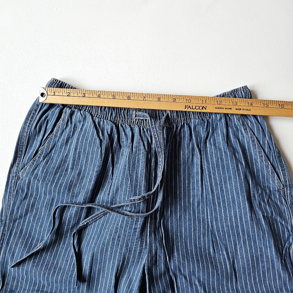 American Sweetheart Blue Pinstripe 100% Cotton Denim Pants Size M - Picture 9 of 11